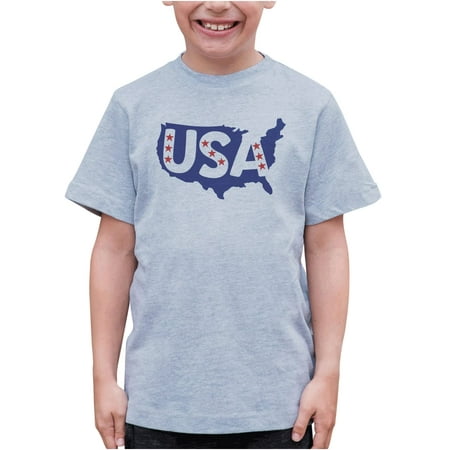

7 ate 9 Apparel Kids Patriotic 4th of July Shirt - USA Map Stars Grey T-Shirt 12 Months