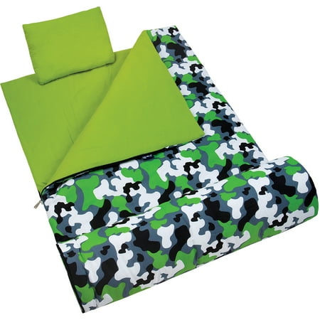 Wildkin Kids' Sleeping Bag, Green Camo
