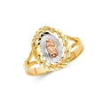 thumbnail image 1 of Solid 14k White Yellow and Rose Three Color Gold Our Lady of Guadalupe Virgin Mary Ring Size 5.5, 1 of 2