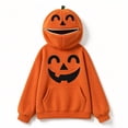 thumbnail image 7 of Halloween Hoodies for Women Oversized Pumpkin Face Print Pullover Sweatshirt Orange Hoodie with Pockets & Pumpkin-Shaped Hood, 7 of 7