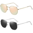 thumbnail image 2 of 2 pack Hexagonal Polarized Sunglasses Men Women Vintage Metal Frame Retro Shade Glasses-USA, 2 of 9