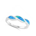 thumbnail image 4 of CHOOSE YOUR COLOR Blue Simulated Opal Twisted Accent Stackable Ring Sterling Silver Wave Band CZ Female Size 6, 4 of 4