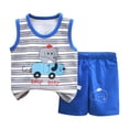 thumbnail image 4 of Splozh Baby Boy Summer Clothes 3 9 18 24 Months 3T 4T 5T 6T Infant Toddler Beach Outfits Sleeveless Tank Tops Shorts Set,Sky Blue,2-3 Years, 4 of 4