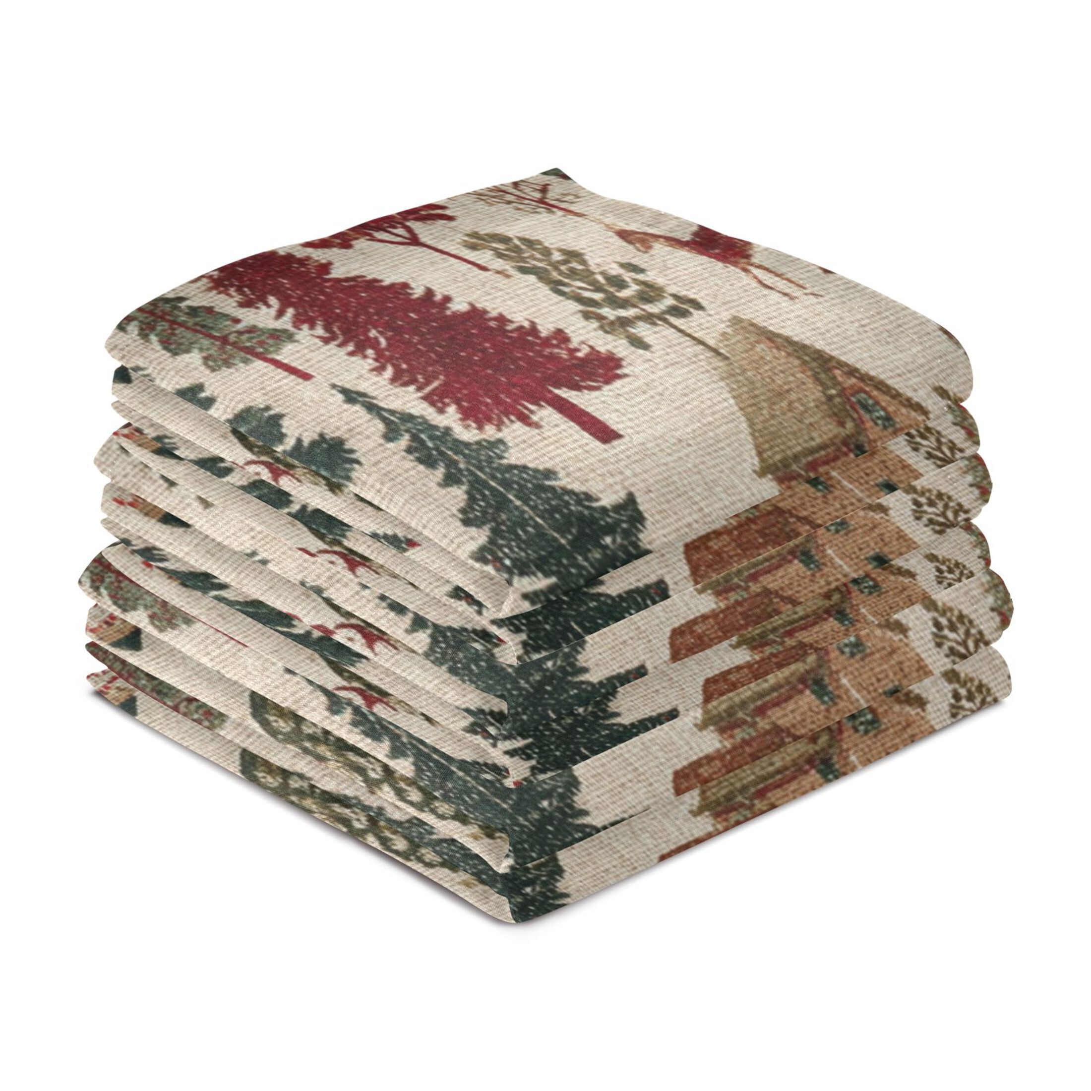 6 Pack Printed Kitchen Dish Towels Soft and Absorbent Dish Cloths Washing Drying Dishes Christmas Trees Deer and Houses
