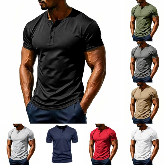 CUSTG Men Tshirts Summer Mesh Button Down Casual Stylish Breathable Solid Color Short Sleeve T Shirt Vacation Tops