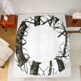 thumbnail image 4 of Manfei Retro Branches Plant Fitted Sheet Queen, Jungle Tree Botanical Bedding, Black White, 3 Pieces, 1 Fitted Sheet and 2 Pillowcases, 4 of 6