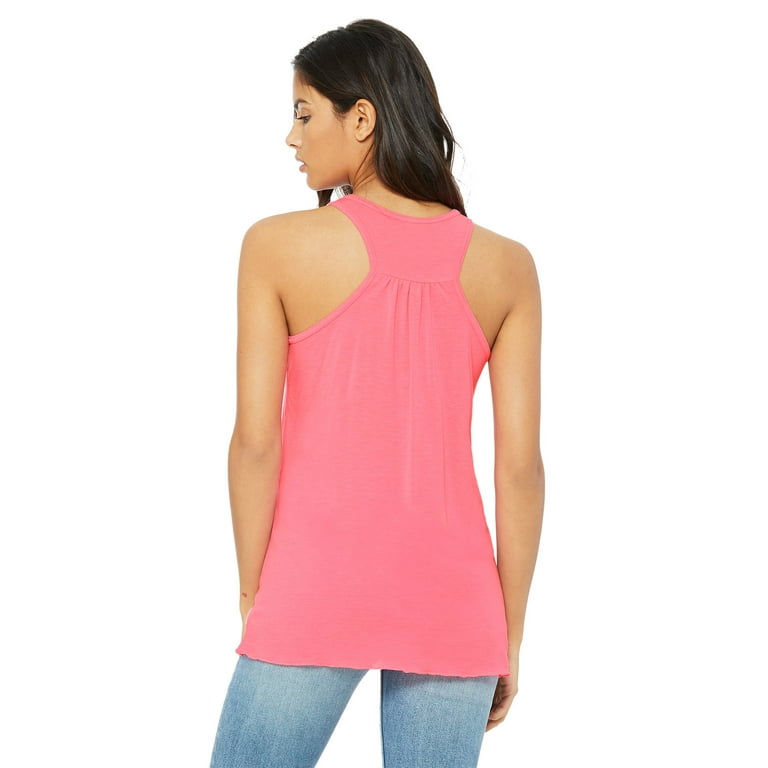 The Bella + Canvas Ladies Flowy Racerback Tank Top - NEON PINK - 2XL 