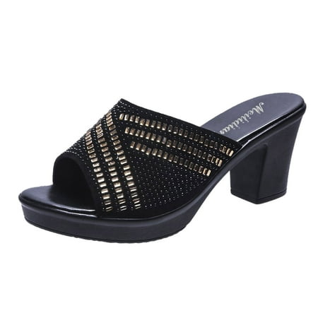 

ZTTD Large Flat Bottom Summer New Two Wear Diamond One Line Women s Sandals Women s Slipper A