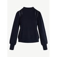 thumbnail image 5 of Free Assembly Women's French Terry Sweatshirt with Lace Inset and Long Puff Sleeves, Sizes XS-XXL, 5 of 5