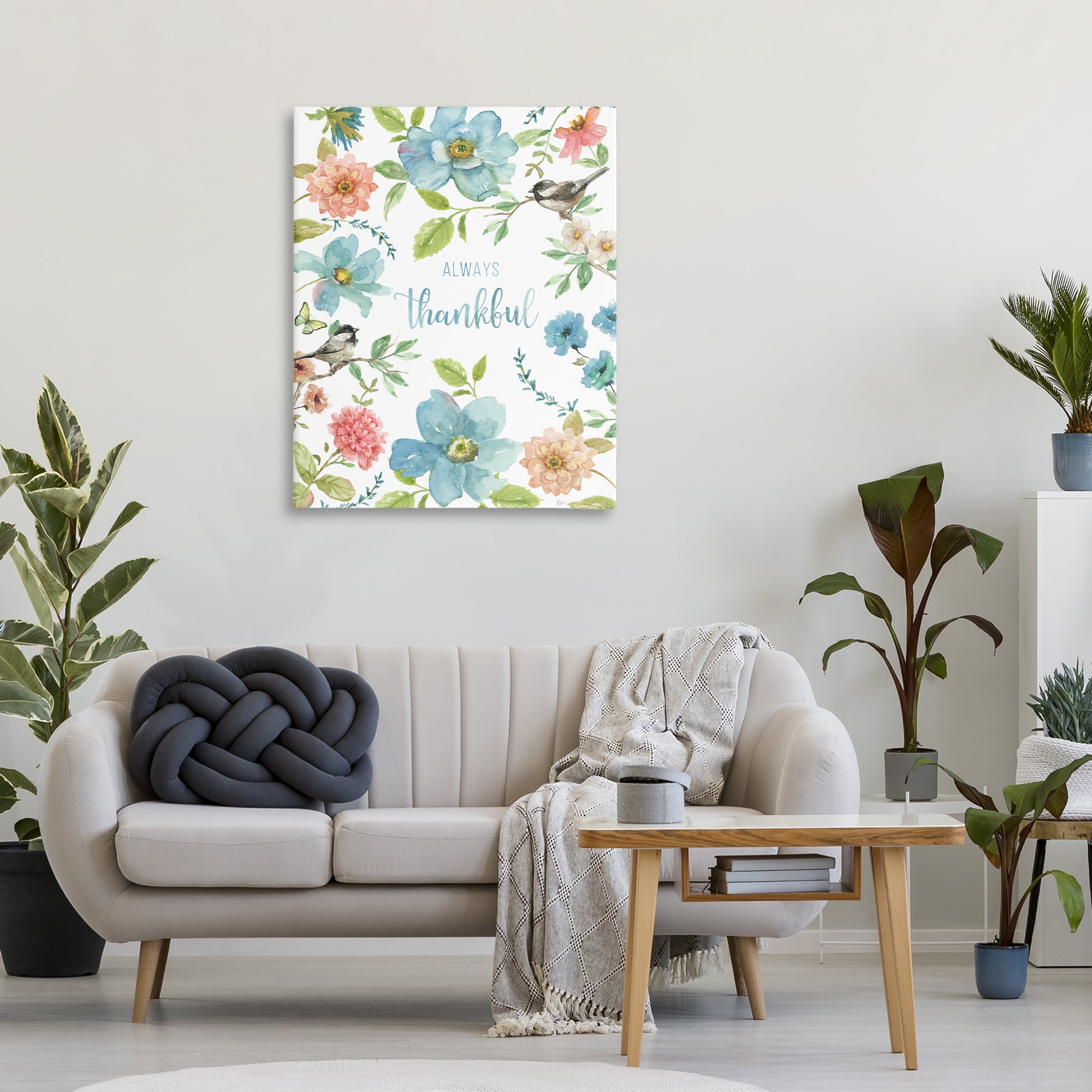 Stupell Industries Always Thankful Pink & Blue Canvas Wall Art, design by Nan