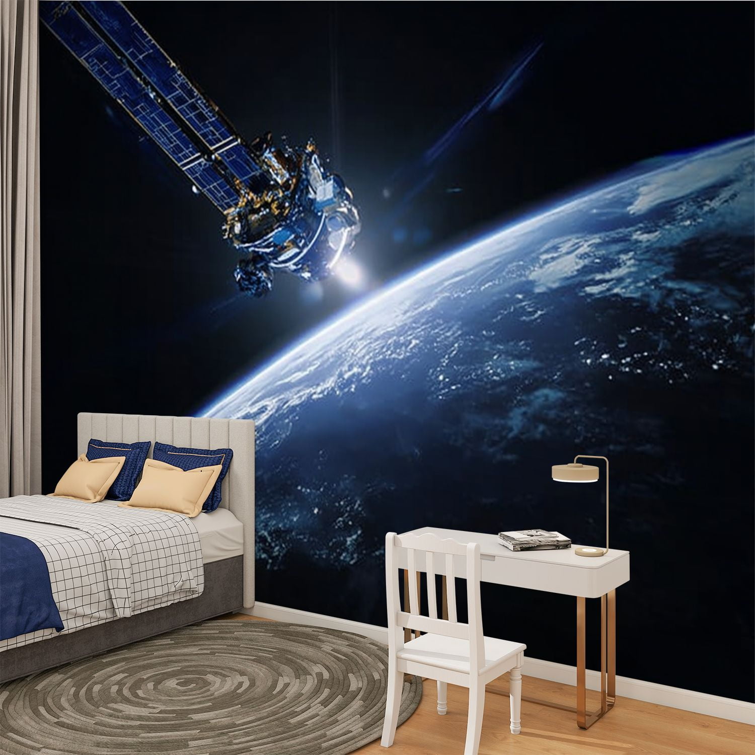 Peel and Stick Wallpaper Sunrise Space Modern Art Wall Mural Decor Self Adhesive and Removable 100in x 144in
