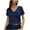Navy, variant on fatyb Womens Wrap V Neck T Shirts Short Sleeve Slim Crop Tops Plain Tee Casual Summer Going out Tops