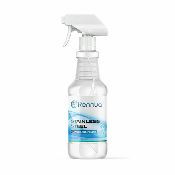 Rennua Stainless Steel Cleaner and Polish 32oz - Microfiber Cloth - Protects Appliances from Fingerprints and Leaves a Streak-Free Shine for Refrigerator | Dishwasher | Oven | Grill