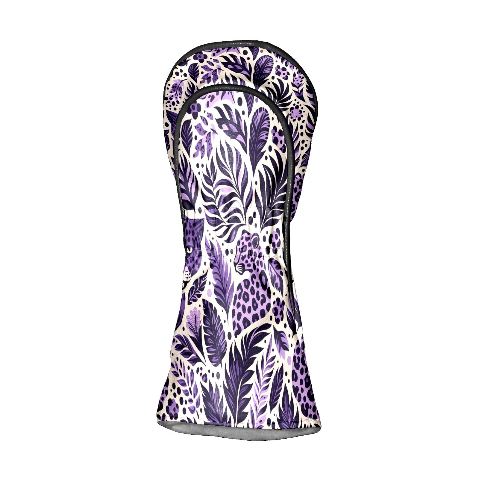 Golf Club Covers, Purple LeopardPlant Premium PU Leather Driver Hybrid Putter Head Covers with Velvet Lining, Waterproof Golf Gifts for Men Women