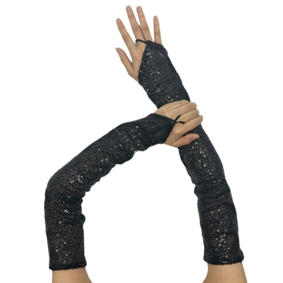 1pair Long Safety Gloves Night Hiking Protective Mittens Sequined Fashion Gloves
