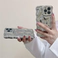 thumbnail image 5 of Case for iPhone 14,3D Electroplate Meteorite Bubble Glitter Curly Wave Frame Lovely Girly Woman Wave Shape Shockproof Soft Protection Phone Case for iPhone 14,6.1 inch 2022 (Silver), 5 of 9