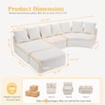 thumbnail image 3 of HUTWIFE 133'' Modular Woodgrain Chenille U-Shaped Sectional Compression Sofa with Removable Recliner Module,  Milk White, 3 of 16