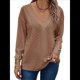thumbnail image 1 of Blusas Elegantes e Informales para Mujer, con Cuello en V, Larga, Botones, Encaje Calado y Bordado. Color Café L, 1 of 7