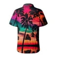 thumbnail image 5 of Huresd Hawaiian Shirts for Women Palm Tree Print Button Down Collar Tropical Tops Blouse Short Sleeve Dressy Tropical Shirts for Women Black 2XL, 5 of 6