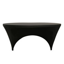Your Chair Covers - Stretch Spandex 6 ft Round Sides Open Table Cover Black for Wedding, Party, Birthday, Patio, etc.