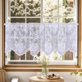thumbnail image 2 of Homey Sheer Embroidered Pink Flowers Leaves Vine Window Treatment Valance Great for Kitchen Bedroom (White, 52Wx18L), 2 of 7