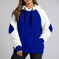 thumbnail image 2 of VNKIDY Women's Sweatshirt Fashion Color Block Oversized Thicken Windproof Hoodie Long Sleeve Loose Fit Pullover With Pockets For Autumn Winter Outdoor Wear Versatile Tops, 2 of 5
