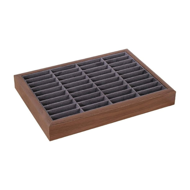 Bandeja para pulseras, bandeja para exhibir brazaletes, plato para joyas, estuche de madera de terciopelo para guardar joyas Gris