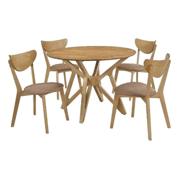 Evans 5pc Dining Table 4 Chair Set- Angled Base- Light Walnut Brown