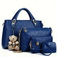 thumbnail image 2 of Women's Tote bag set, 4-piece bear pendant bag, large capacity tote purse crossbody bag, 2 of 9