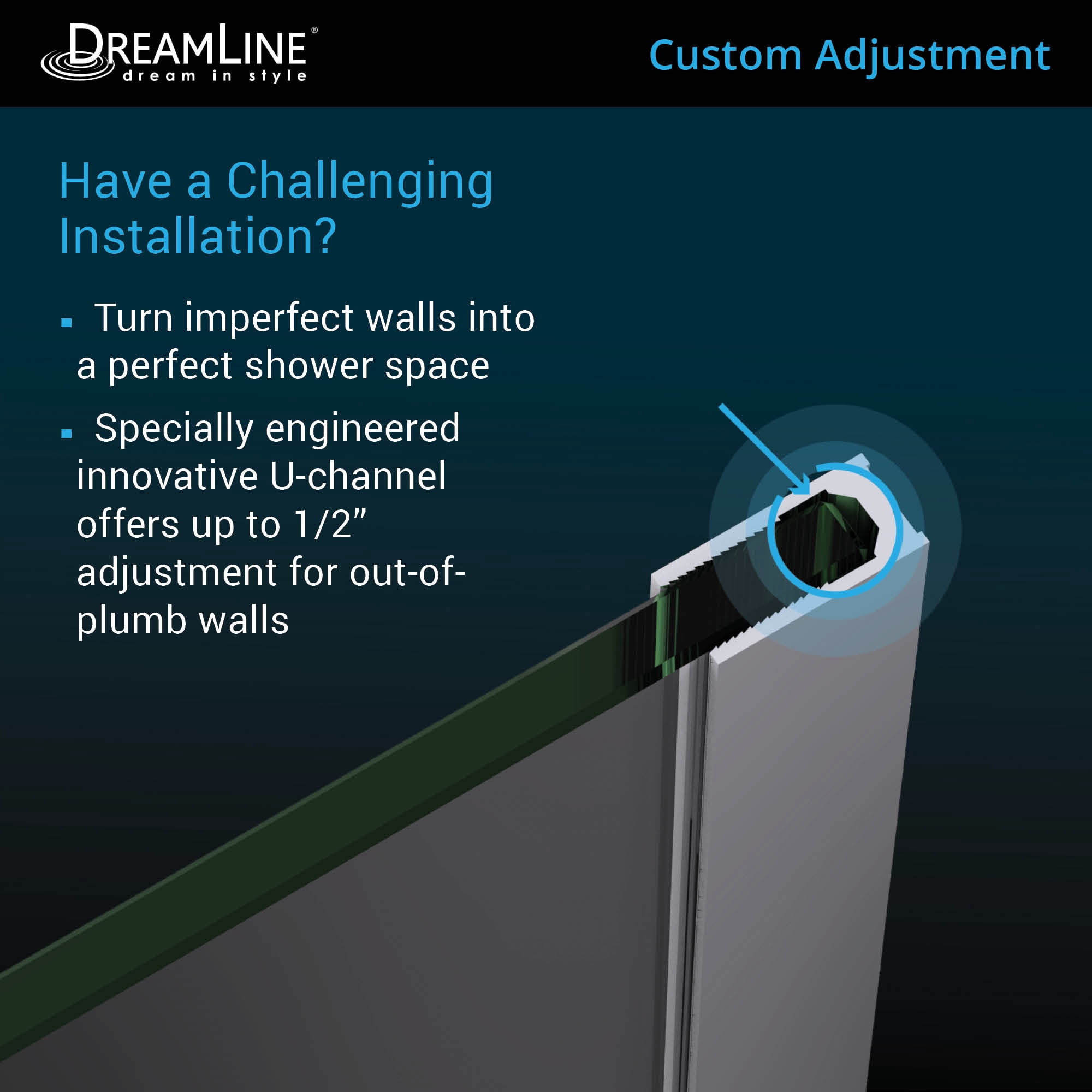 DreamLine Linea Single Panel Frameless Shower Screen 30 in. W x 72 in. H, Open Entry Design in Satin Black