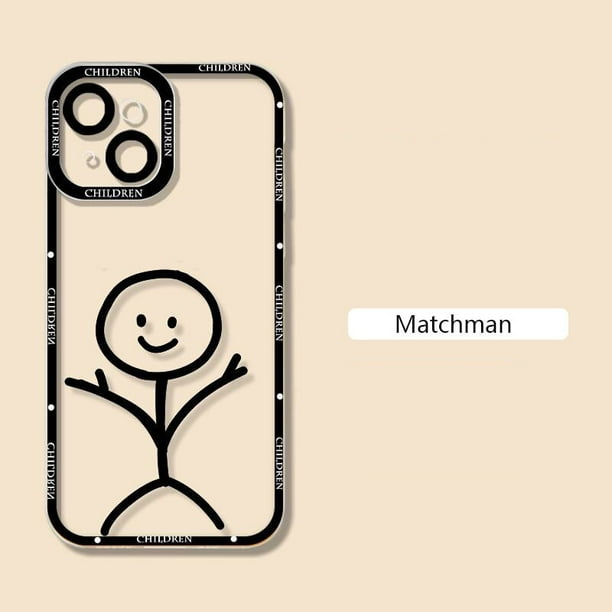Funda de teléfono con patrón de Matchman de dibujos animados para iPhone 13, 12, 11 Pro Max, X, XR, XS Max, 14 Pro, 7, 8 Plus, Mini funda trasera suave transparente Fivean unisex