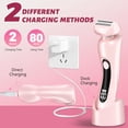 thumbnail image 4 of Electric Razor for Women, 2 in 1 Wet & Dry Painless Removal Shaver with Detachable Head, Base and LED Display, IPX7 Waterproof Long Battery Life Hair Removal for Underarm ArmBikini Legs Face (Pink), 4 of 8