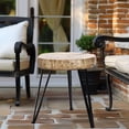 thumbnail image 3 of LuxenHome Natural Faux Wood Top with Black Metal Legs Side Table, Indoors and Outdoors, 3 of 12