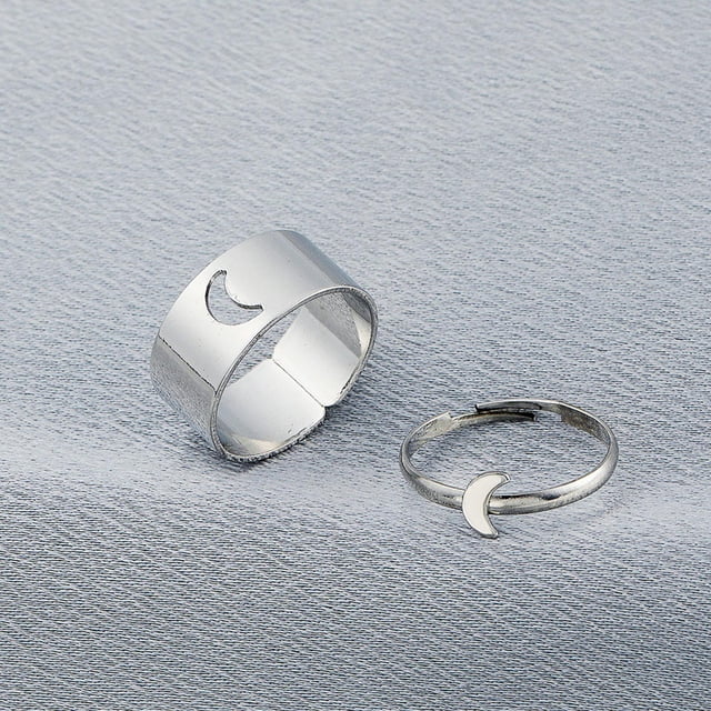 s de Coincidencia Huecos Establecidos para Mujeres Mujeres Compromiso de Compromiso Ajustable Abierto Joyería Punk Plata Salvador Anillos a juego