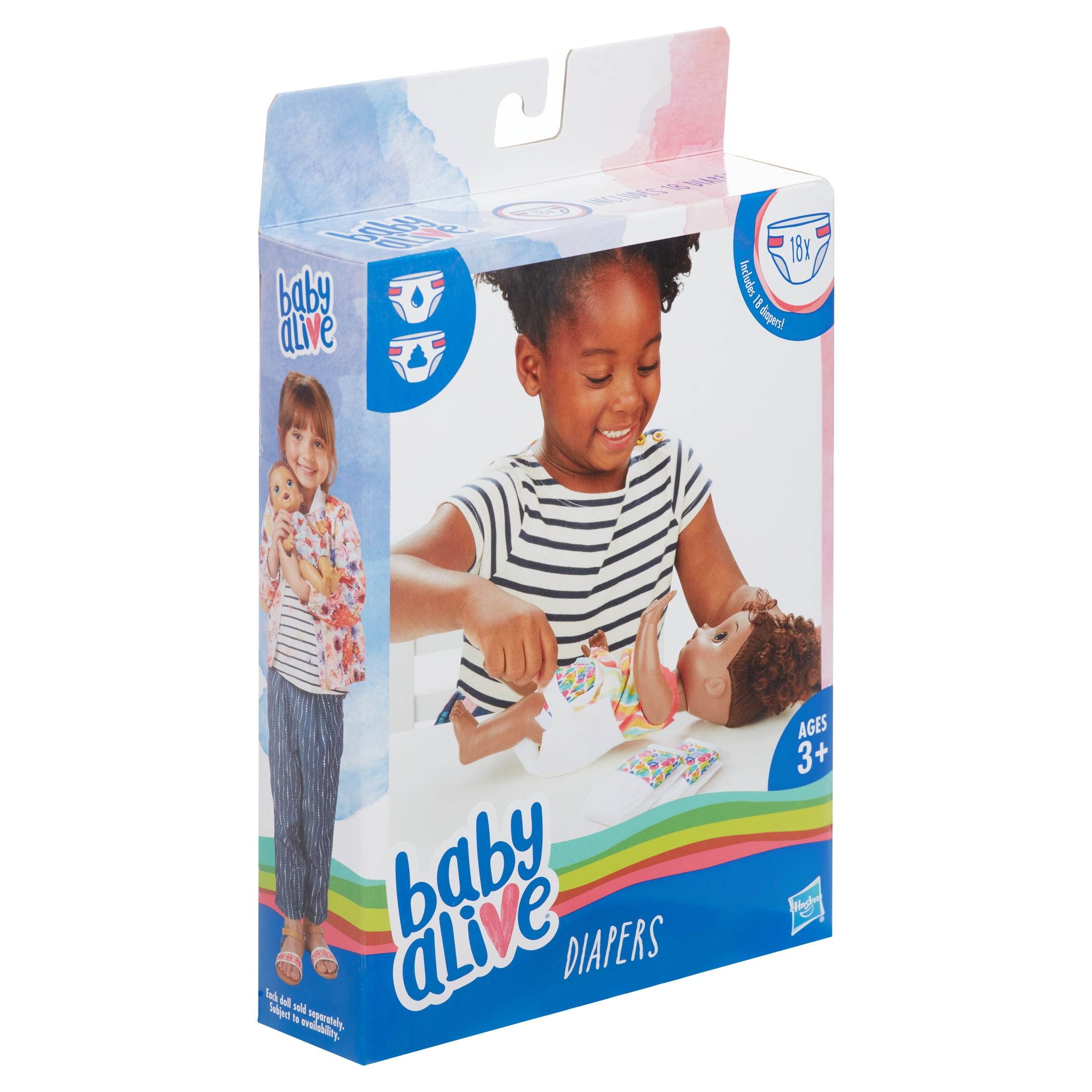 Baby alive mix and match  outfit set plus refill 18 diapers pack with food 
