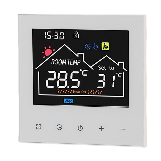 Smart Programmable Thermostat HD Color Touchscreen with Energy Saving Mode Flame Retardant for Home Commercial Use