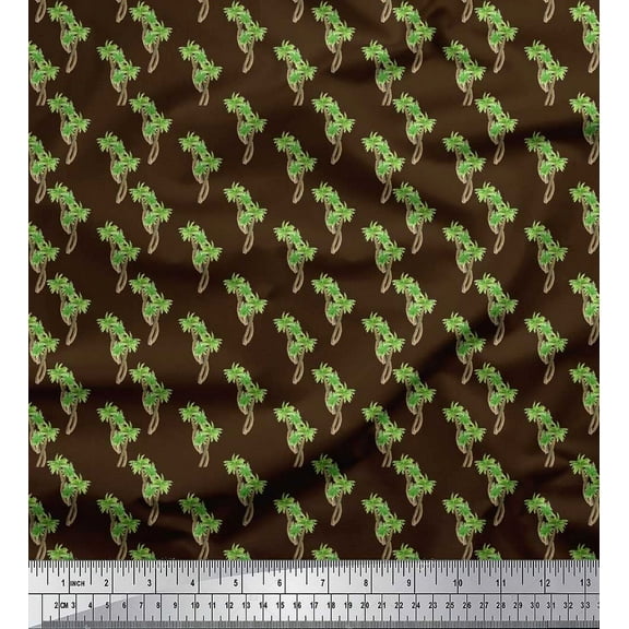 Soimoi Brown Cotton Duck Fabric Palm Tree Decor Fabric Printed Yard 44 Inch Wide