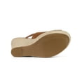thumbnail image 5 of BLISSFUL STEP Women's Peep Toe Slingback Platform Wedge Heel Sandals Brown 7, 5 of 7