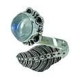 thumbnail image 2 of Navya Craft Rainbow Moonstone Round 925 Sterling Silver Handmade Women Statement Leaf Ring Size 4.5, 2 of 4