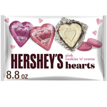 HERSHEY'S Pink Cookies 'n' Creme HYZ01 Hearts, Valentine's Candy Bag, 8.8 oz