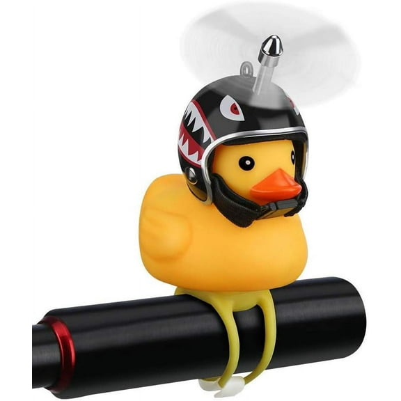 Duck Bike Bell, Rubber Duck Bicycle Accessories with LED Light, Cute Propeller Handlebar Bicycle Horns for Kids Toddler Children Adults Sport Outdoor(1Pcs-Shark helmet)