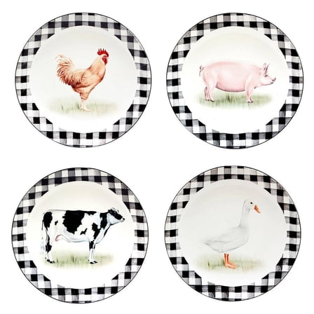 On the Farm Assorted Colors Salad Plates (Set of 4)