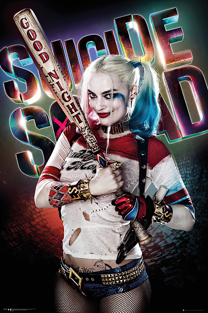 Suicide Squad Harley Quinn GOOD NIGHT Bate Béisbol Llavero Oro