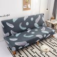 thumbnail image 1 of 2024 Big Size Folding Sofa Bed Cover  Printing Geometric Futon Slipcover  Polyester Elastic Fabric All-Inclusive Cover  Furniture Protector  #05 Grey triangle, 1 of 12