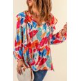thumbnail image 4 of POGLIP Women's Multicolor Paint Print Ruffled Detail Loose Blouse, 4 of 6