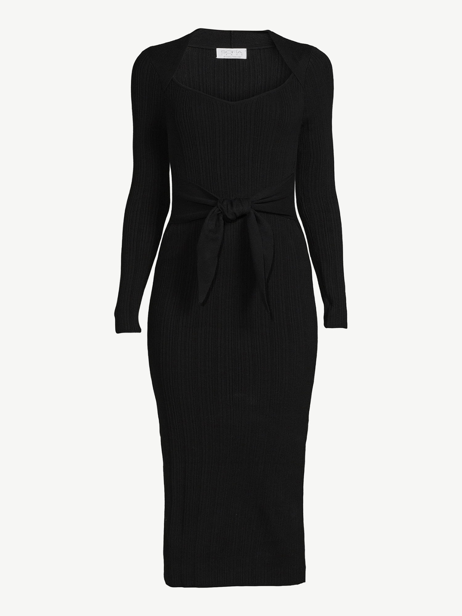 Sofia Jeans by Sofia Vergara Women's Belted Knit Midi Dress
