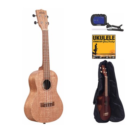 Kala KA-20C Burled Meranti Concert 4-String Ukulele with Bag and Accessories