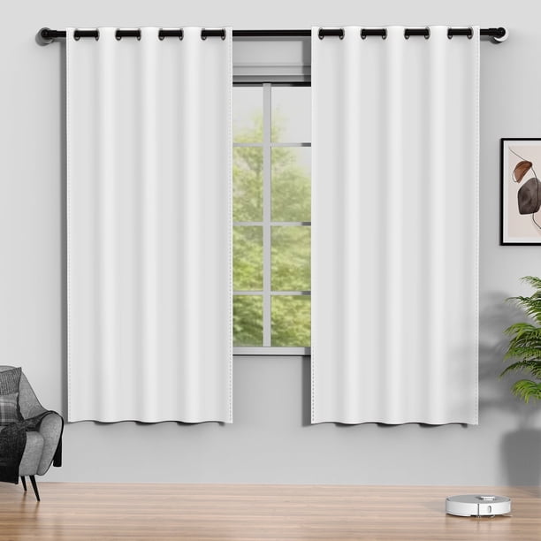 Cortinas Blackout Blancas Grisáceas, Juego de 2 Paneles de 52 x 72 Pulgadas, Cortinas Térmicas Aislantes Que Oscurecen la Habitación para Recámara y Sala de Estar, Protección de Privacidad y Reducció