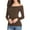 Brown, variant on Lovskoo Women's 2024 Off Shoulder Tops T-Shirt Slim Long Sleeves Spring Fall Stretchy Shirts Blouses Top Black
