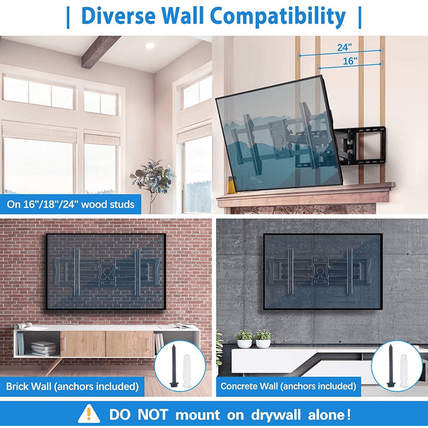 Pipishell Full Motion TV Wall Mount Fit for 50-90 inch Flat TVs, Articulating Arms Swivels Tilt TV Mount Bracket,Max 800x600mm ,Holds up to 154lbs - Walmart.com